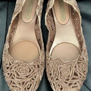 Rose Gold Jelly Sparkly Flat